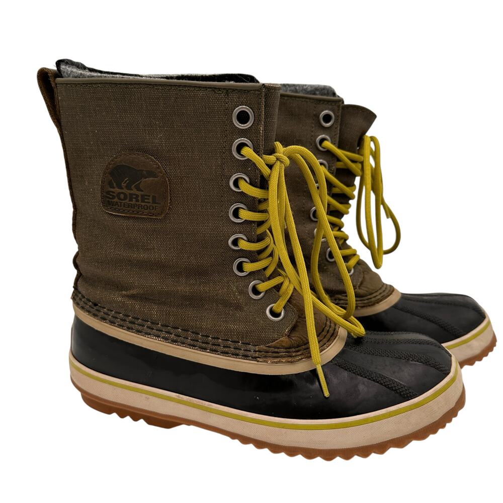 Sorel Women's Grey Premium 1964 CVS Canvas Fossil Snow Boots Size 8.5